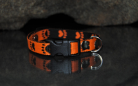 Halsband Nylon Pfötchen Orange-Schwarz 15mm